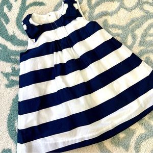 Navy and white striped baby dress